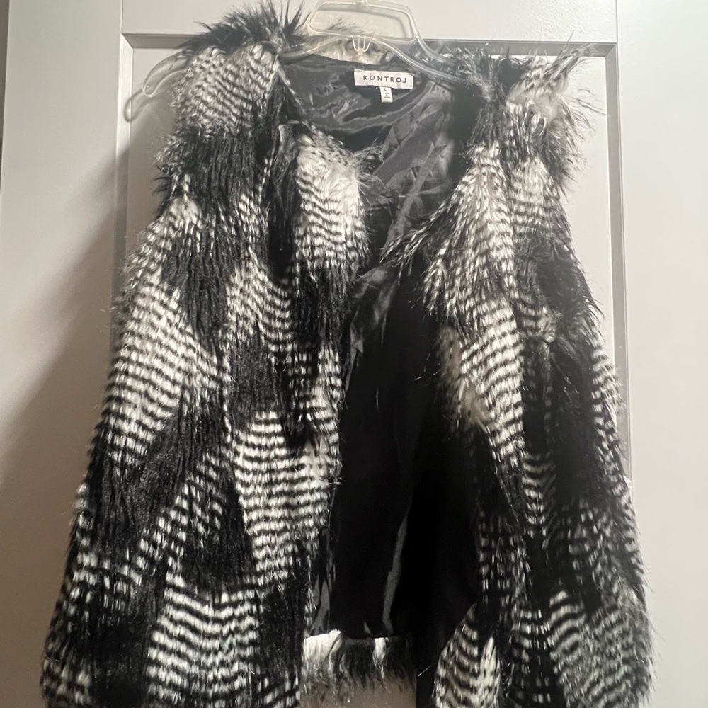 Kontrol Black and White Faux Fur Vest